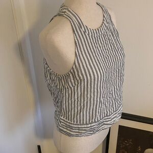 BCBGeneration Gray & White Striped Scoop Neck Tank